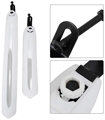 Acouto Schutzbleche, Fahrradschutzbleche für Rennräder und Crossbikes, Schutzbleche für Sicherheit, Schnellspanner mit Reflektierenden Streifen, Vorne und Hinten, Set, Universell (White)