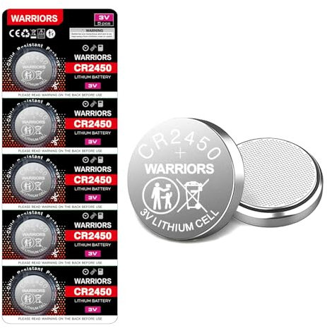 Warriors 10X Pile Piles 2450 CR2450 Bouton 3V,Emballage à l'épreuve des Enfants, pour appareils Smart Home, clés de Voiture