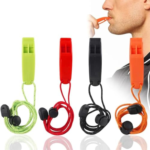 4 Stück trillerpfeife laut notfall, signalpfeife, notfallpfeife, super Laute Sicherheitspfeife mit Lanyard, ideal für Kajakfahren, Bootfahren, Schwimmen, Überleben im Wasser, Wandern, Camping