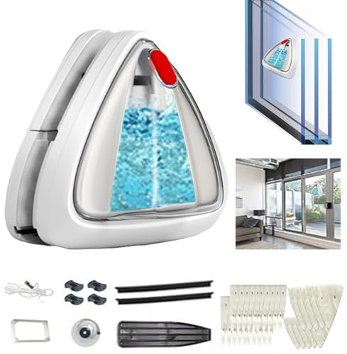 Hooha Double Side Magnetic Fensterreiniger für Doppelverglasungen Fenster Staubentfernung & Dekontamination mit Magnetische Fensterreiniger Refill Effizient & Bequem Glas Reiniger 25-35mm
