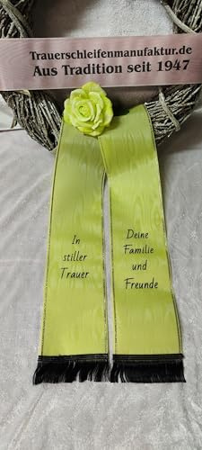Trauerschleife Grabschleife Kranzschleife 10 cm breit hellgrün SUPER Low Budget