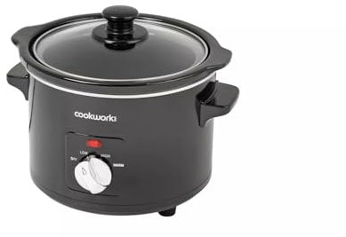 1.5L Slow Cooker, Compact Size, 3 Heat Settings, Black