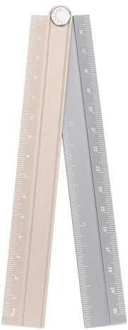 sourcing map Folding Straight Ruler 30cm Metric Aluminum Alloy Protractor Foldable Angle Ruler Geometric Measuring Tool with Angle Line for Architects Artists Office, Gold Tone Silver Tone