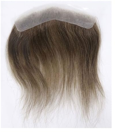 Echthaar Toupet für Männer 0,06 mm braunes, glattes Toupet for Männer im V-Stil, Frontalhaaransatz for Männer, 16 cm Echthaar, ultradünne Haut, PU-Kapillarprothese for Männer Herren-Toupet(16x1.5cm,Li