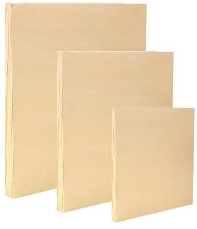 EXERZ Holzbretter zum Malen, 3 Stück, verschiedene Größen, für Acryl-, Öl- und Mischtechnik, Künstler und Kinder