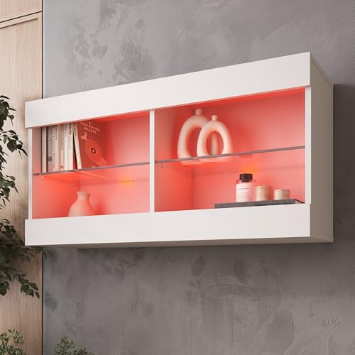 Komodee Vitrine Hängend Tivoli Horizontal A2 Weiß/Weiß 100x50x29 cm