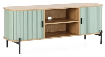 HOMN LIVING Mobile Tv Mónaco 2 ante colore Blu, 140 cm (larghezza) 40 cm (profondità) 55 cm (altezza)