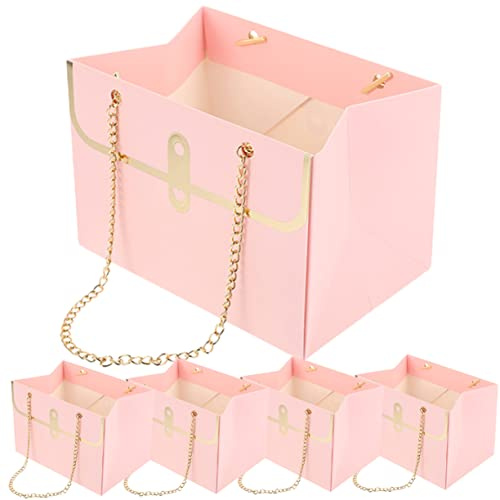 Homoyoyo 5stücke Geschenktüte aus Papier Rechteckige Tragetasche für Blumensträuße Stabile Papiergeschenktüte für Partys Geschenkbehälter mit Metallbeschlag Wiederverwendbar