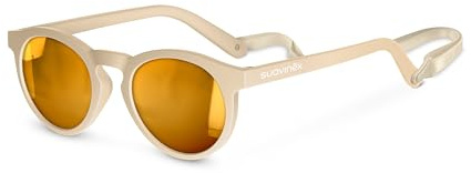 SUAVINEX, Gafas de Sol para Niños de 2 a 3 Años, Polarizadas, con Filtro UV400 Cat. 3, 100% Protección Rayos UVA y UVB, con Funda y Cinta de Sujeción Incluidas, Flexibles y Ligeras, Redondas, Beige
