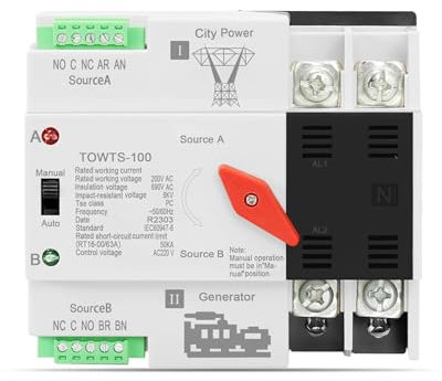 Interruttore di Trasferimento Automatico Interruttore automatico a doppia alimentazione a livello PC 2P100A Commutazione in millisecondi Nessuna interruzione di corrente ATS manuale-automatico integra