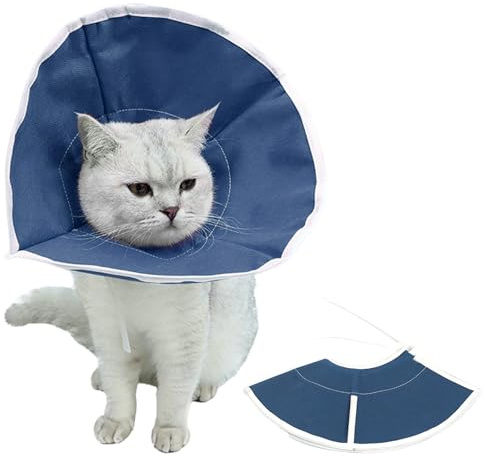 Katzen-Genesungshalsband, verstellbares Katzenkegelhalsband, weich für Wundschutz, Operationen, Genesungshalsband für Haustiere, atmungsaktiv, blau, 25 cm Halsgröße