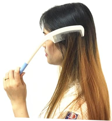 HONITANO Peigne à Manche Long Ergonomique Plastique pour Cheveux Humides et Secs Adapté Aux Personnes Âgées et Handicapées Confortable à Tenir Types de Cheveux