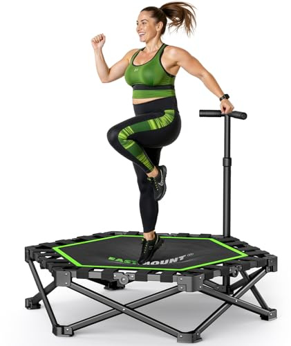 East Mount 42 Foldable Mini Trampoline Indoor, Folding Rebounder Trampoline for Adults with Handles, Exercise Rebounder, Small Trampoline for Adults, for Indoor Garden Workout