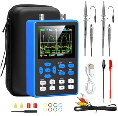 Generchin DSO2512G Osciloscopio Digital con 2 Canales Generador de Señal de de Banda de 120 Mhz Frecuencia de Muestreo de 500 /S, Pantalla de 2,8 Pulgadas