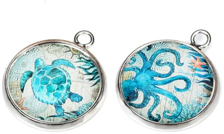SOLUSTRE 20 Stück Glasflicken mit Meeresfisch Motiv aus Glas Dekoratives Schmuckherstellungszubehör für Selbstgemacht Schmuck und Kreative Bastelprojekte Zufällige Farbe