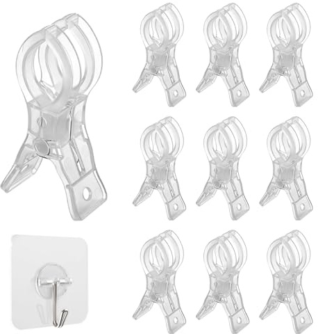 10 Stück Wäscheklammern Groß Handtuchklammern für Strandliegen Strandtuch Klammern Winddicht Große Klammern Badetuch Stabil Towel Clips für Sonnenliegen Pool Stuhl Liege Kleidung Ballonbogen Clips