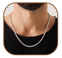Esrael Silver Chain Mens Necklaces Chain for Men Stainless Steel Chains 3.5mm Cuban Chains Necklace for Men Jewellery Gift 18 Inch