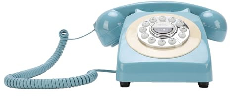 Bewinner Retro Bluetooth-Telefon Trådlös Fast Telefon i Vintagestil för USB-laddning för Hemmakontor (Blå)