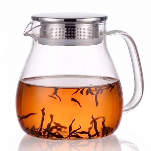 Jomop 750ml Glass Teapot – Crystal Clear Loose Leaf Tea Maker for Daily Brewing & Couples, Heat-Resistant Borosilicate, Serves 2-3 Cups, The Goldilocks Size