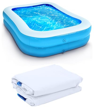 Piscina Hinchable Infantil de PVC Antifugas, Piscina Inflable con Inflado y Drenaje Rápidos, Piscina Rectangular Multiusos para Juegos de Agua al Aire Libre, Piscina de Bolas Interior, Piscina para Ma