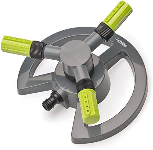 REHAU Kreisregner Trio, präzise justierbare Düsen, Sprinkler-Bereich bis zu 15m, Rasensprenger für große Flächen bis 175m²