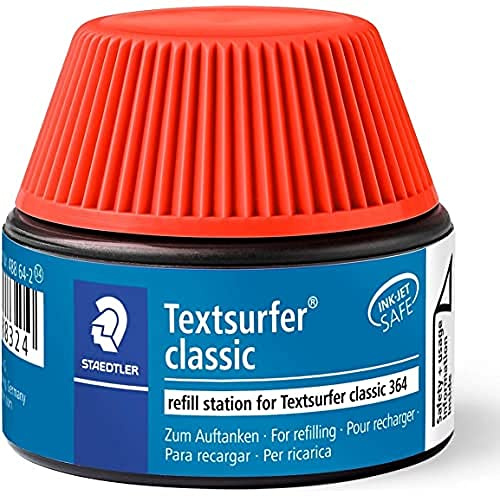 STAEDTLER Textsurfer 488 64 Nachfüllstation – Rot, 30 ml | Nachfüllbarer Textmarkertank aus PP – sauberes Befüllen ohne Überlaufen – Art.-Nr. 488 64-2