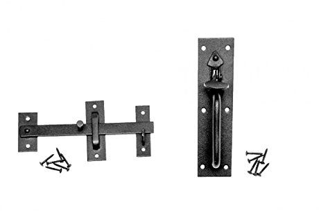 Renovators Supply Manufacturing Black Iron Norfolk Thumb Door Latch Gate Lock Colonial Style with Mounting Hardware