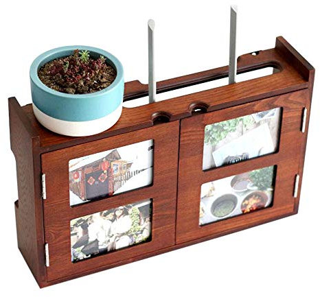 Xyanzi-TV Wall & Ceiling Mounts WiFi Router Cable Plug Wire Storage Box Wall Mount Multi-function Storage Box Solid Wood, 11.35 * 3.54 * 9.84in Functional storage shelf