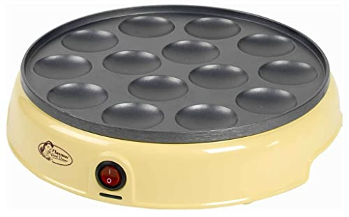 Bestron Poffertjes Maker in Retro Design, Mini Pancake Maker, con revestimiento antiadherente, Sweet Dreams, 800 W, Color: Amarillo