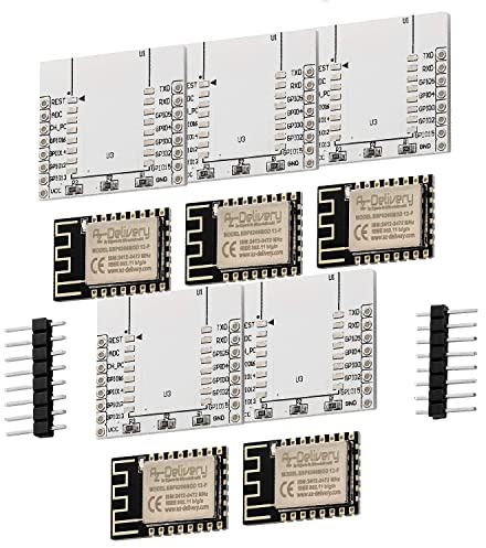 AZDelivery 5 x ESP8266 ESP-12F verbesserte Version zu ESP-12E WLAN WiFi Modul mit Adapter Board kompatibel mit Arduino inklusive E-Book!