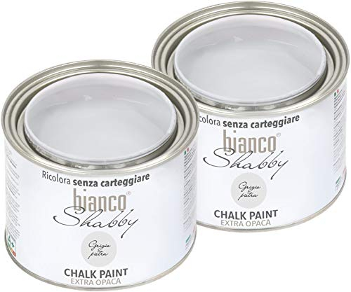 CHALK PAINT Grau Steinfarbe Shabby Chic Vintage für Möbel und Wände EXTRA matt (2 x 500 ml)