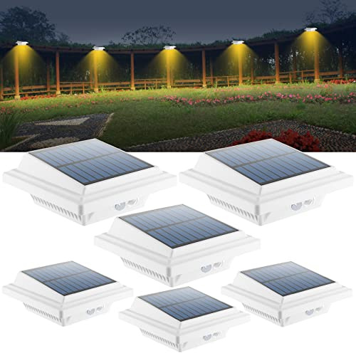 Dachrinne Solarleuchte mit Bewegungsmelder,【Hohe Qualität 40LED】Solarlampen für Außen, Weiße Gartenbeleuchtung Warmweißes Solarlicht, 3W PIR Sicherheitswandleuchte Außenlampe für Garten-6 Stücke