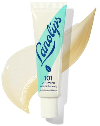 Lanolips 101 Ointment Multipurpose Superbalm Minty - Natural Healing Moisturizer with Lanolin - Restore + Repair Cracked Lips, Cuticles, Elbows + Dry Skin - Fragrance-Free Balm (10g / 0.35oz)