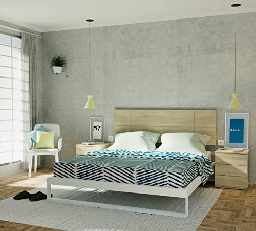 MUEBLES PITARCH | Cabecero Cama Doble de 150 Moderno Geométrico, Roble Cambrian, 50x160x3,2cm, Dormitorio de Matrimonio, Modelo Elsa