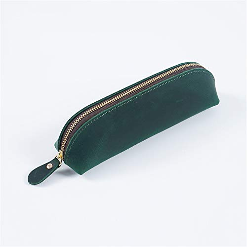 Federmappe Leder, Business Mäppchen hochwertig Federtasche mit Reißverschluss, Große Kapazität Schule & Büro Federmäppchen Schlamppermäppchen (Dunkelgrün)