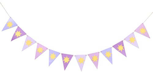 WAWOO Highchair Banner - Purple Sun Flag Banner, Hanging Bunting Banner, Birthday Party Decoration