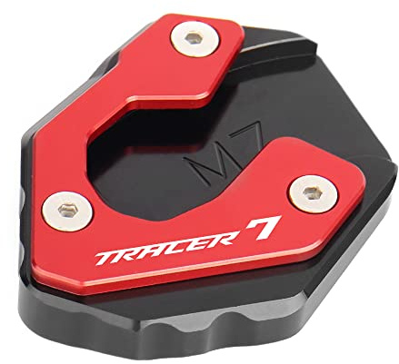 CXEPI Motorrad Seitenständer Vergrößern Fuß-Verbreiterung Ständer Platte Pad für Tracer 7 TRACER 7GT 2020 2021 2022 2023,Rot
