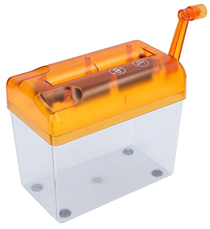 Yadoo Mini Hand Papier Aktenvernichter | Tragbare Papierschredder für A6/Gefaltet A4 | Manuelle Aktenvernichter mit Handkurbel für Haus Büro(Orange)