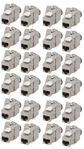 BIGtec 48 Stück Keystone RJ45 Modul CAT6a Jack Adapter geschirmt werkzeuglos Snap In Montage CAT.6a 500Mhz 10GBit/s Ethernet Verlegekabel Patchkabel Kabel geeignet für Cat.7 Kabel