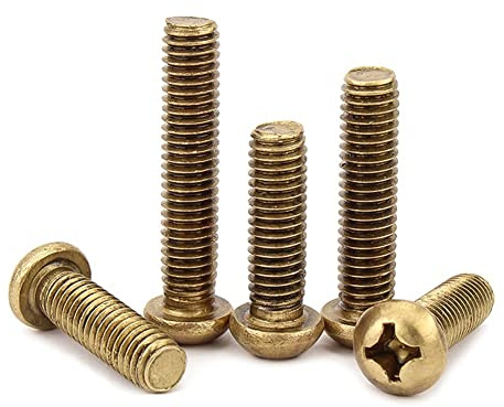 CONPHERON Messing Kreuz Rundkopfschrauben Messingschrauben Maschinenschrauben M2.5x10 mm,100 Stück