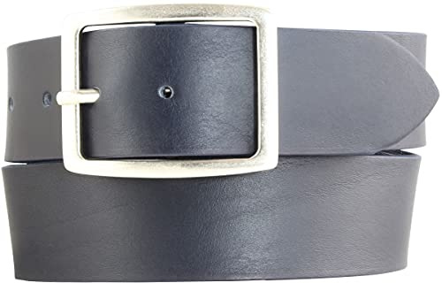 BELTINGER Jeansgürtel aus Vollrindleder mit Doppel-Schnalle 4,5 cm | Leder-Gürtel für Damen 45mm | Breiter Ledergürtel | Marine 95cm