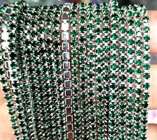 SS4 SS6 SS8 SS10 SS12 SS16 Glas Strass Silber Gold Cup Klauenkette Krallenkette mit dichten Kristall-Strasssteinen A89-24, SS6 2,0 mm