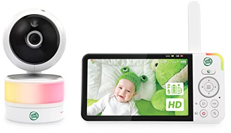 LeapFrog LF915 Baby Monitor with Camera, Colour Night Vision, 5 Inch HD 720p Display, 360 Degree Pan-Tilt, 8X Zoom, Night Light, Humidity/Temperature Sensor, Up to 300 m Range, Two Way Talk
