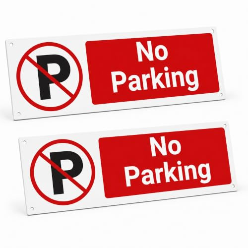 No Parking Signs 2 Pack, Private Property Weatherproof PVC 300x100mm | Rigid 1mm weatherproof PVC board, highly visible red and white print, double pack value, easy mount placard