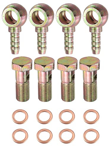 X AUTOHAUX 4 Satz Banjo-Schlauchanschluss Fittings Für Bremsanlagen | Metall, Größe 24.5x14mm & 30.5x15x8.8x5.4mm, Lochdurchmesser 8mm, Gewinde M8x1, Anwendung Luft & Kraftstoff, CNC