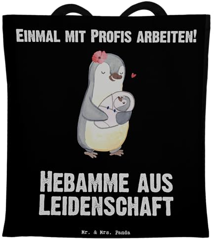 Mr. & Mrs. Panda Laptoptasche Hebamme Leidenschaft - Geschenk, Schultertasche, Jutetasche, Beutel, Shopping Tasche, Geburtshelfer, Schultasche, Tote Bag