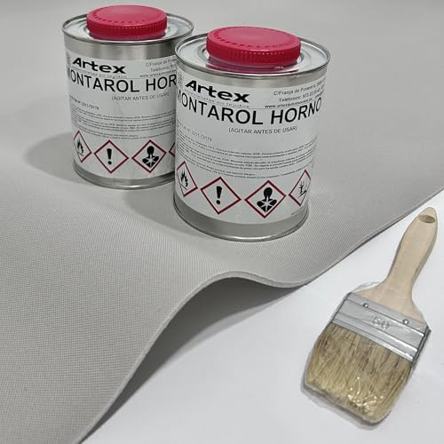 Kit para tapizar techo de coche y puertas - 3 Metros x 1,45 m de tela Gris Clara foamizada + 2 lts de cola para tapicería + brocha.