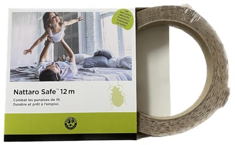 Ruban Anti-punaises de lit 12 m – Ruban adhésif à découper avec Terre de diatomée, Tunnel Sombre Attractif, Protection literie et Meubles, Solution Durable sans Insecticide