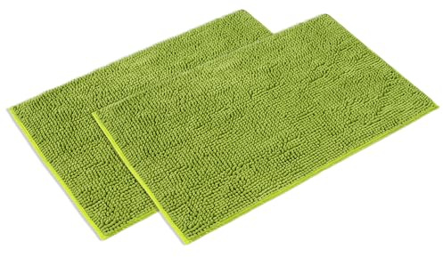 WohnDirect Badematten Set 2 teilig - Grün 70 x 120 cm - rutschfest & Waschbar - Badvorleger, Badezimmerteppich, WC Vorleger