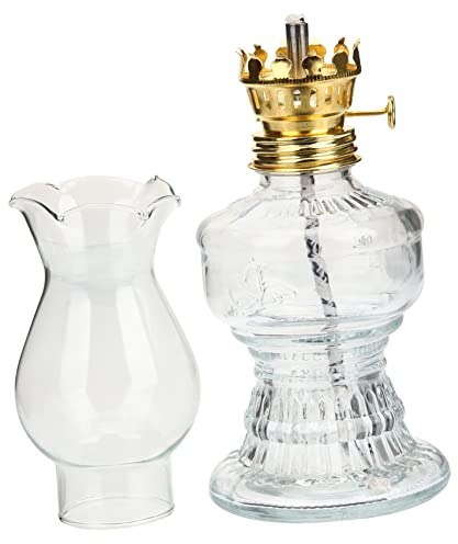 Garneck Lampe à kérosène - Lanterne à huile d'intérieur - Avec grande chambre - Lanterne à huile transparente - Petite lampe de bureau - Lampes à huile de chambre - Lampes à pétrole rustiques -
